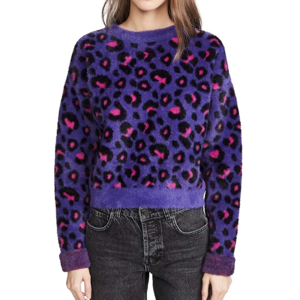 LAST CHANCE CLOSET CLOSING For Love and Lemons Leopard Purple Pink Sweater
